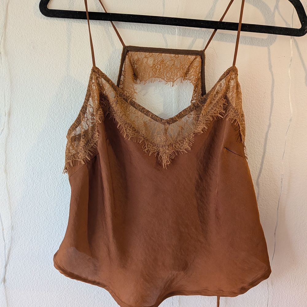Free People Sheer Lace Trim Tank